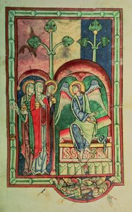 De vrouwen bij het graf, uit de Shaftesbury Psalter, West Country, ca. 1130-40 door English School