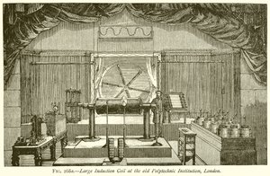 Grote inductiespoel bij de oude Polytechnische Instelling, Londen door English School