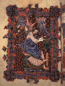 St. Mattheüs schrijft zijn evangelie, c.1080 door English School