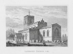 Lathbury Church, Zuidoost (gravure) door English School
