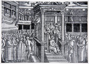Latimer preekt voor Edward VI, illustratie uit The History of the Nation door English School