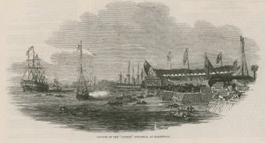 Te water laten van de Alfred in Blackwall