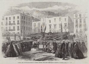 Het leggen van de eerste steen van de Christ Church, de eerste protestantse kerk in Napels door English School