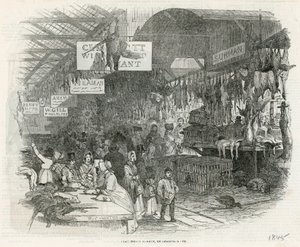 Leadenhall Market op kerstavond, 1845 door English School