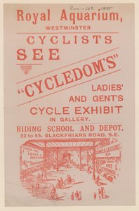 Folder die de Cycledoms Ladies and Gents Cycle Exhibit bij het Royal Aquarium adverteert