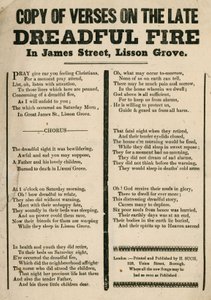 Pamflet met vers over een brand in James Street, Lisson Grove, Londen door English School