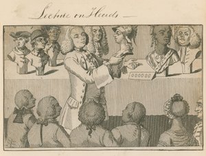 Lezing over hoofden, in de lange kamer, tegenover Sadlers Wells, op 20 juni 1765 door English School