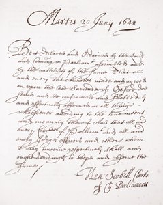 Brief van Henry Scobell, 20 juni 1648 door English School