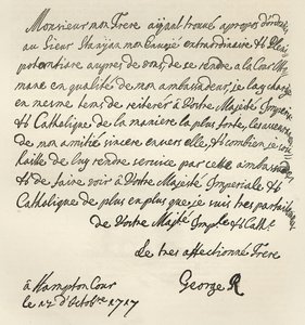 Brief van George I aan Karel VI, 1717, gepubliceerd in 
