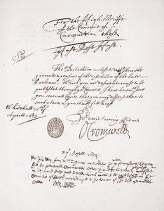 Brief van Oliver Cromwell, april 1653