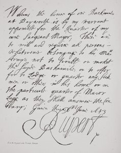 Brief van Prins Rupert, juni 1643