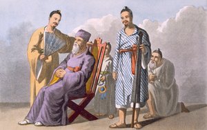 Hoofdman van Lewchew en begeleiders, 1820 door English School