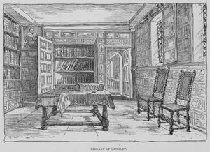 Bibliotheek in Langley (gravure)
