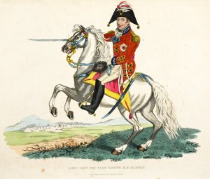 Luitenant-generaal Sir Eire Coote KB, KC en MP, uitgegeven door Richard Evans, gegraveerd door Romney, illustratie uit Een Historisch Verslag van de Slag bij Waterloo door William Mudford, 1816