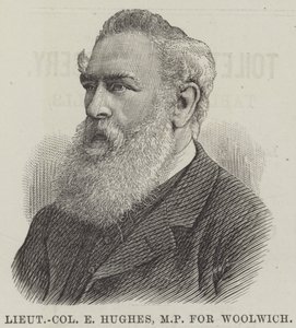 Luitenant-kolonel E Hughes, MP voor Woolwich (gravure) door English School