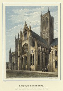Lincoln Kathedraal, zuid transept en centrale toren door English School
