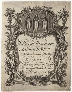 Linnenhandelaar, William Wiseham, handelskaart door English School