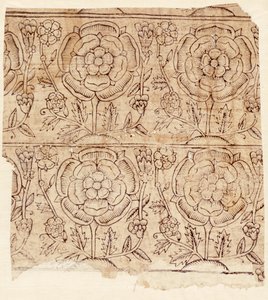 Bekledingspapier met een Tudor Roos patroon, ca. 1550 door English School