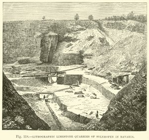 Lithografische kalksteengroeven van Solnhofen in Beieren door English School
