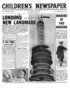 Londens nieuwe herkenningspunt: De Post Office Tower, voorpagina van 