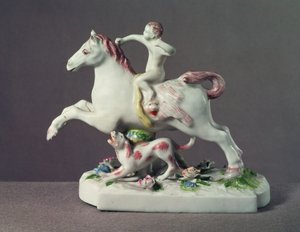 Longton Hall figuur van Cupido op een paard, c.1755 door English School