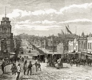 Kijkend naar het oosten langs Bourke Street, Melbourne, c.1880, uit 
