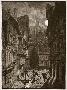 Lord Grey en zijn volgelingen vallen de graaf van Southampton aan, illustratie uit Cassells Geïllustreerde Geschiedenis van Engeland door English School