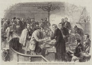 Lord Palmerston reikt de Prijzen uit op de South London Industrial Exhibition afgelopen zaterdag door English School
