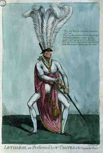 "Lothario, zoals uitgevoerd door Mr Coates in het Haymarket Theatre, 9 december 1811, uitgegeven door William Holland door English School