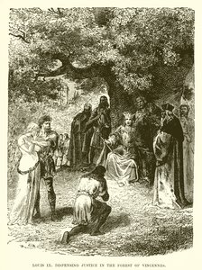 Lodewijk IX spreekt recht in het bos van Vincennes