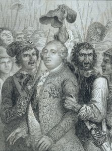 Lodewijk XVI (1754-93), Koning van Frankrijk, door het Volk uit het Tuilerieënpaleis gehaald op 20 juni 1792 door English School