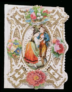 Liefde, onschuld, Valentijnskaart, ca. 1870 door English School