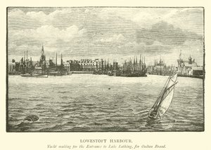 Lowestoft Haven. Jacht op weg naar de Ingang van Lake Lothing, voor Oulton Broad door English School