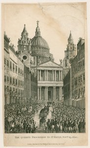 Ludgate Hill. De Processie van de Koningin naar St Paul
