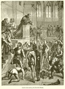 Luther die het Romeinse ritueel veroordeelt door English School