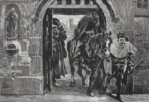 Luther ontsnapt uit Augsburg, illustratie uit The History of Protestantism door James Aitken Wylie (1808-1890), gepubliceerd 1878 door English School