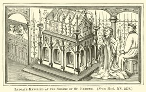 Lydgate knielt bij het Heiligdom van St Edmund