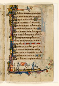 Een konijnenbegrafenisstoet, marginale decoratie uit de Macclesfield Psalter, Gebruik van Sarum, Oost-Anglia, ca. 1330