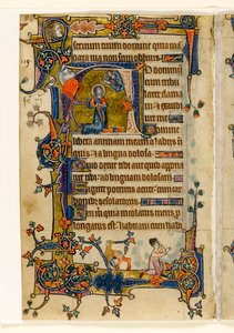 David die bidt, gehistorieerde initiaal uit de Macclesfield Psalter, Gebruik van Sarum, Oost-Anglia, ca. 1330 door English School