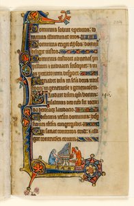 Een orgel bespelen, marginale decoratie uit de Macclesfield Psalter, Gebruik van Sarum, Oost-Anglia, ca. 1330