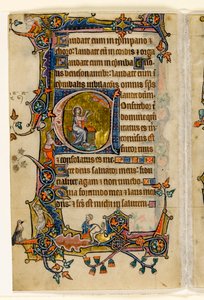 Jesaja die bidt, gehistorieerde initiaal uit de Macclesfield Psalter, Gebruik van Sarum, Oost-Anglia, ca. 1330 door English School
