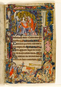 MS 1-2005, fol. 39r: De zalving van David en trompetters, gehistorieerde initiaal uit de Macclesfield Psalter, Gebruik van Sarum, Oost-Anglia, c.1330 door English School