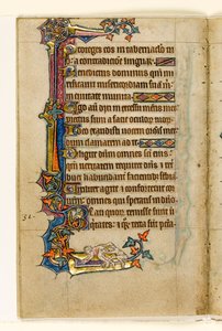 MS 1-2005, fol. 45v: Een aap die in de billen van een man kijkt, marginaal decor uit de Macclesfield Psalter, Gebruik van Sarum, Oost-Anglia, c.1330 door English School