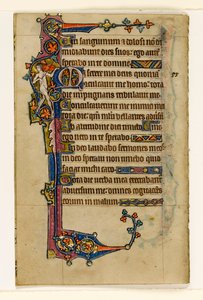 MS 1-2005, fol. 80v: Een naakte muzikant, marginaal decor uit de Macclesfield Psalter, Gebruik van Sarum, Oost-Anglia, c.1330