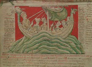 De visioenen gedroomd door koning Hendrik I in Normandië in 1130, uit de Worcester Chronicle, c.1130-40 (detail)