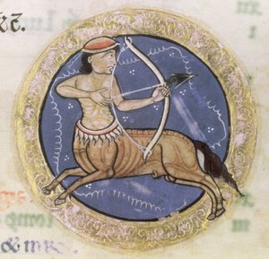 Sagittarius, uit de Hunterian Psalter (detail)