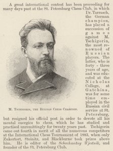 M Tschigorin, de Russische schaakkampioen door English School