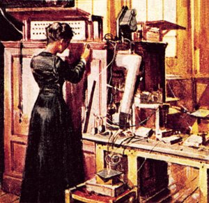 Madame Curie in haar laboratorium