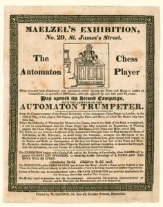 Maelzels Tentoonstelling, 29 St Jamess Street, de automaat schaakspeler, ca. 1825 door English School
