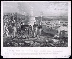 Majoor Eyre die de Oude Rebellen uit Allahabad verdrijft, uitgegeven door The London Printing and Publishing Company Limited, 1857